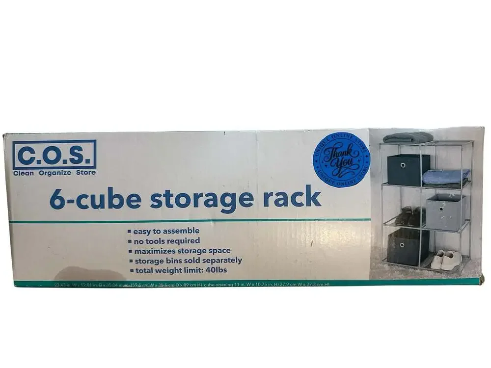 C.O.S. Clean Organize Store 6-Cube Storage Rack Modular Organizer